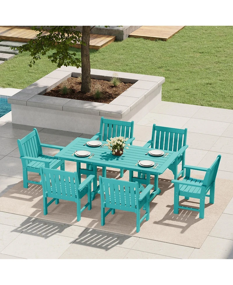 WestinTrends 7-Piece Hdpe Outdoor Dining Patio Table and Chairs Set