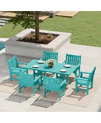 WestinTrends 7-Piece Hdpe Outdoor Dining Patio Table and Chairs Set