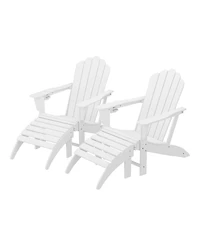 WestinTrends 4-Piece Outdoor Patio Hdpe Adirondack Chairs With Ottomans and Cup Holder Set
