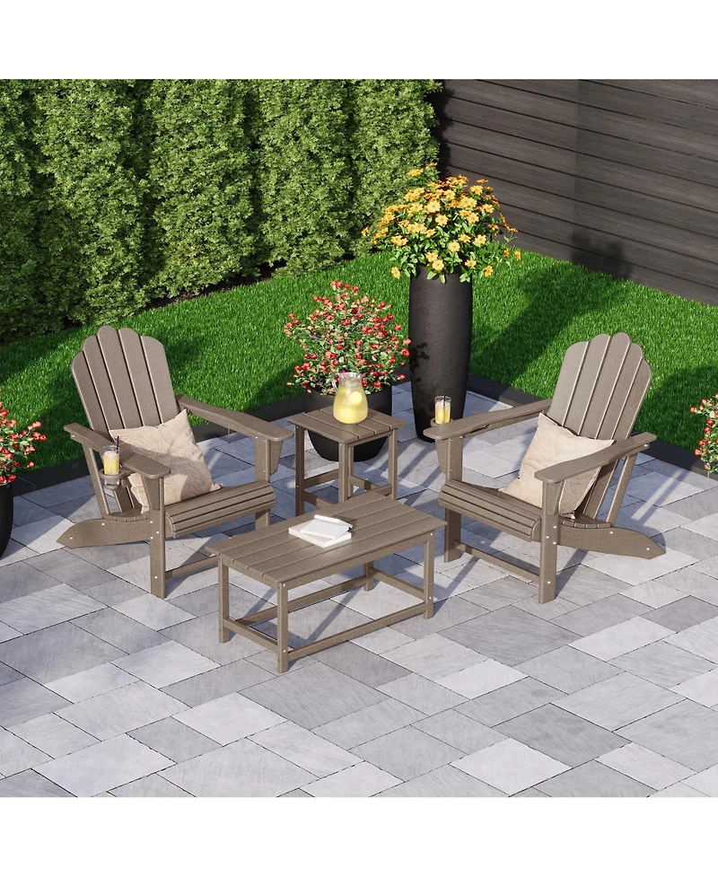 WestinTrends 4-Piece Adirondack Chairs with Cup Holders and Table Set