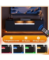 Wlive Tv Stand for 65 Inch Modern Entertainment Center with Led 58" Console Storage Cabinet Stands Living Room