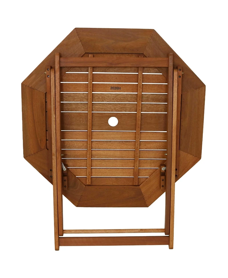 Outdoor Meranti Wood with Teak Oil Finish Folding Patio Dining Table and Chairs - Brown - 5pc