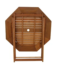 Outdoor Meranti Wood with Teak Oil Finish Folding Patio Dining Table and Chairs - Brown - 5pc