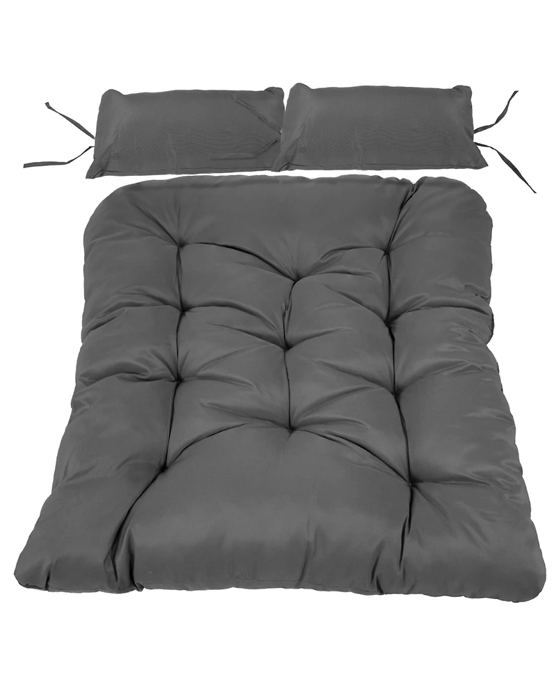 Andrei 2-Person Egg Chair Cushion Replacement - 3-Piece Double Egg Chair Outdoor Cushion and Pillow Set - Dark Gray