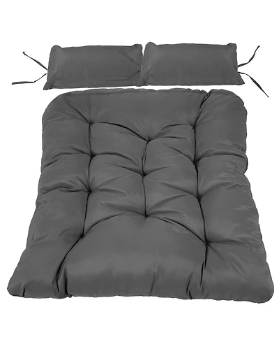 Andrei 2-Person Egg Chair Cushion Replacement - 3-Piece Double Egg Chair Outdoor Cushion and Pillow Set - Dark Gray