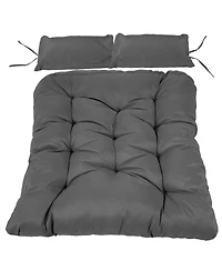Andrei 2-Person Egg Chair Cushion Replacement - 3-Piece Double Egg Chair Outdoor Cushion and Pillow Set - Dark Gray