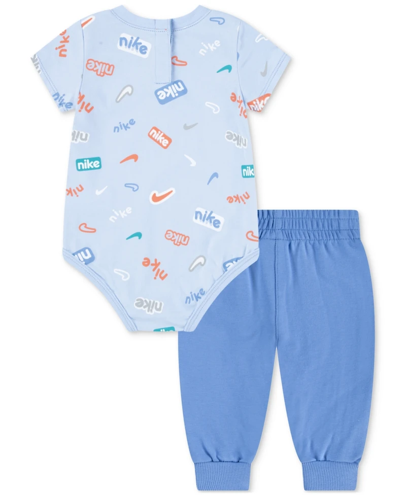Nike Baby Printed Bodysuit & French Terry Pants, 2 Piece Set