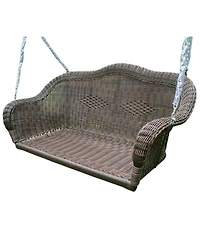 Slickblue Resin Wicker Porch Swing with Sturdy 4-ft Hanging Chain for Easy Setup