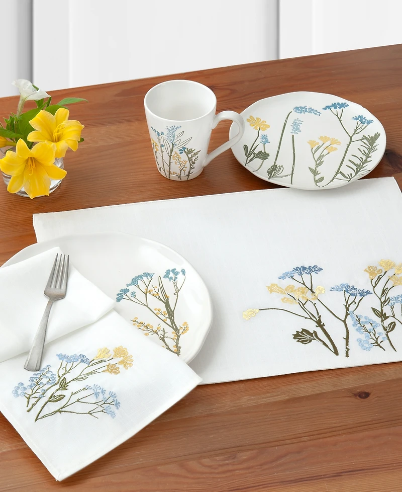 Lenox Wildflowers Border Embroidered Placemat, 13" x 19"