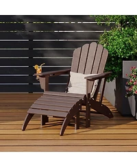 WestinTrends 2-Piece Outdoor Patio Hdpe Adirondack Chair With Ottoman and Cup Holder Set