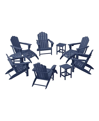 WestinTrends 12-Piece Hdpe Outdoor Patio Furniture Adirondack Chair Conversation Table Set