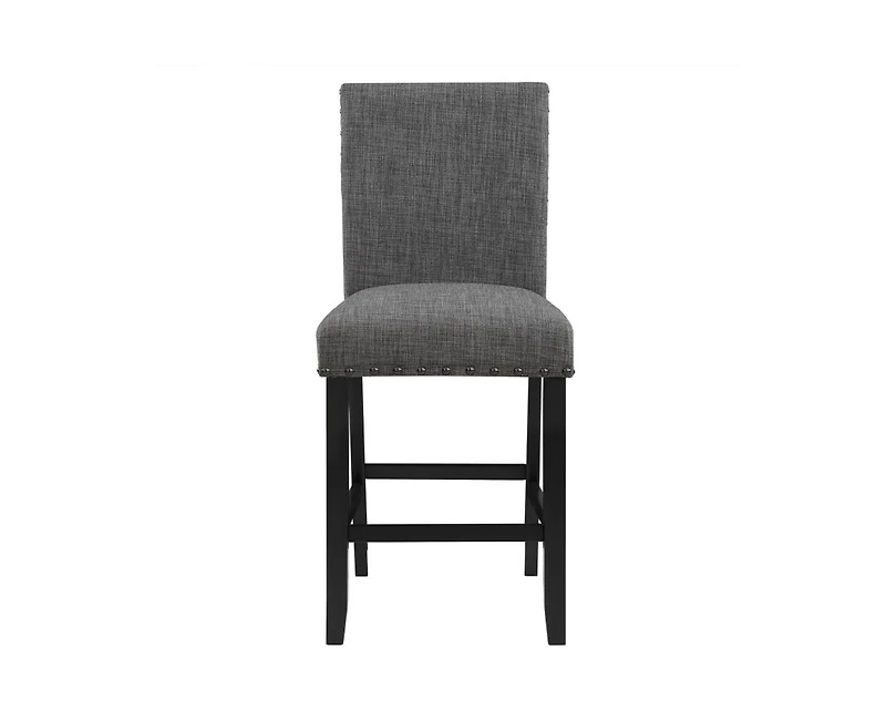 Bar Stools Set of 2, Nailhead Trim, Transitional Style with Upholstered Seat-The Pop Home