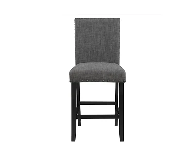 Bar Stools Set of 2, Nailhead Trim, Transitional Style with Upholstered Seat-The Pop Home