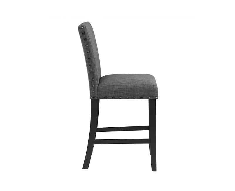 Bar Stools Set of 2, Nailhead Trim, Transitional Style with Upholstered Seat-The Pop Home