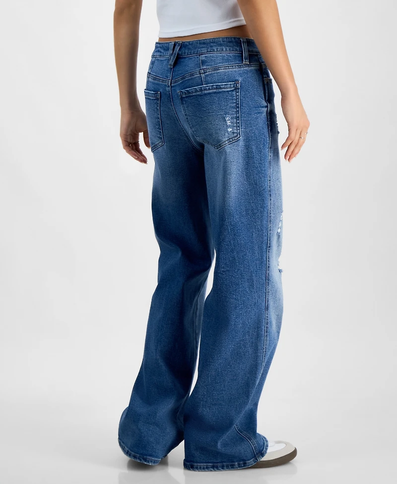 Celebrity Pink Juniors' High Rise Baggy Wide-Leg Curvy Jeans