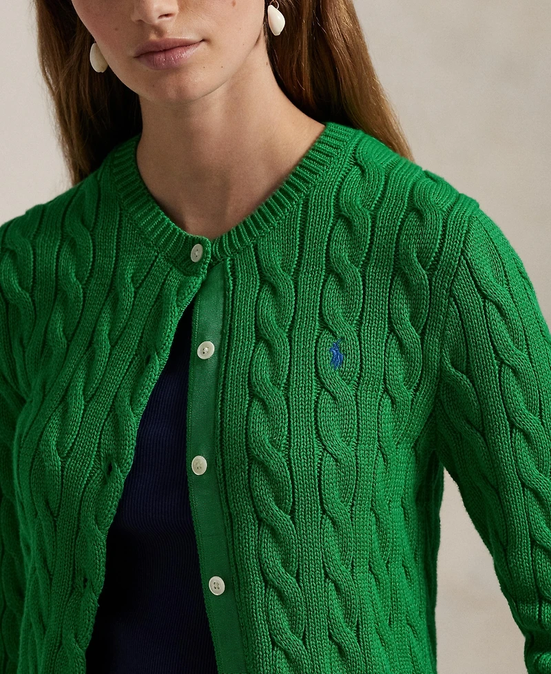 Polo Ralph Lauren Women's Cable-Knit Cotton Crewneck Cardigan Sweater
