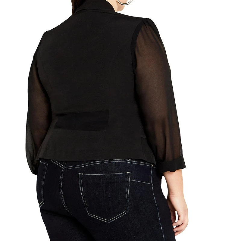 City Chic Plus Size Drapey Sheer Chiffon Blazer Jacket