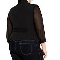 City Chic Plus Size Drapey Sheer Chiffon Blazer Jacket