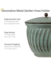 Outdoor Decorative Metal Garden Hose Holder with Lid