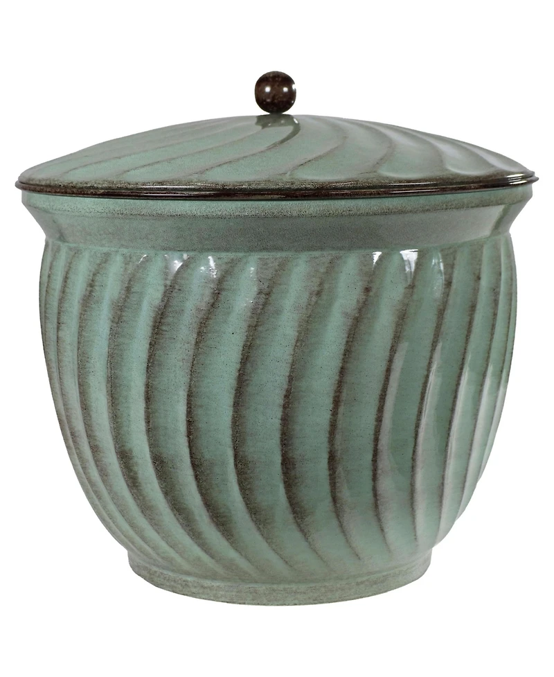 Outdoor Decorative Metal Garden Hose Holder with Lid