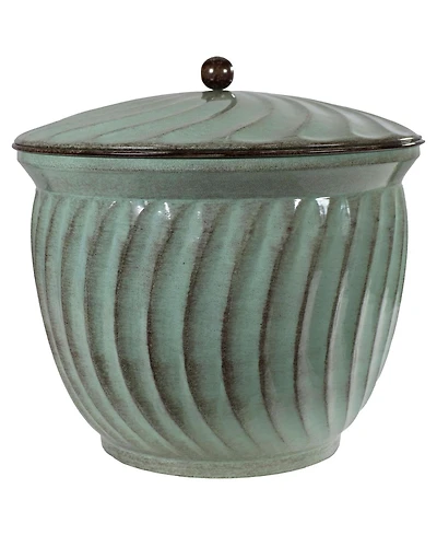 Outdoor Decorative Metal Garden Hose Holder with Lid