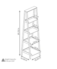Indoor 4-Shelf Acacia Wood Ladder Bookshelf - 59.75" H