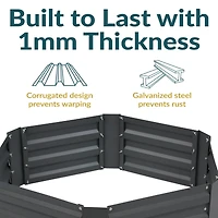 Galvanized Steel Hexagon-Shaped Raised Garden Bed - Gray