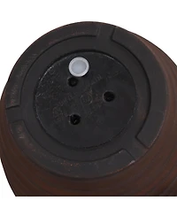 Indoor/Outdoor Round Ribbed Polyresin Planter Pot with Double Wall Design - Rust