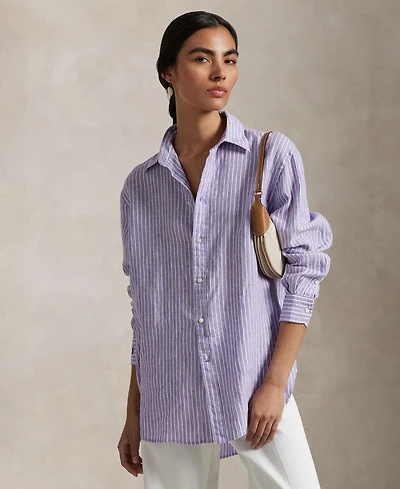 Polo Ralph Lauren Women's Classic-Fit Striped 100% Linen Shirt