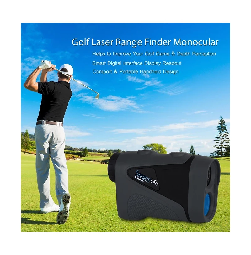 SereneLife Golf Laser Range Finder Monocular with Pin-Seeking Mode, Black