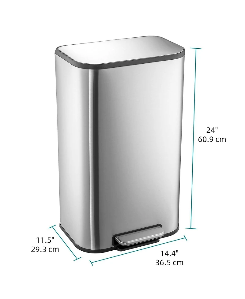 gaomon Stainless Steel Garbage Can with Lid, Step-On Pedal and Inner Bucket