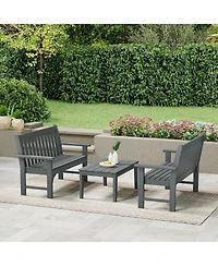 WestinTrends 3-Piece Hdpe Outdoor Patio Furniture Couch and Coffee Table Set