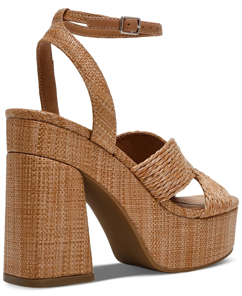 Dv Dolce Vita Women's Waylan Raffia Platform Crossband Dress Sandals