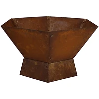 Outdoor Camping or Backyard Hexagon Rustic Affinity Fire Pit Bowl on Pedestal Stand - 23" - Oxidized Rust