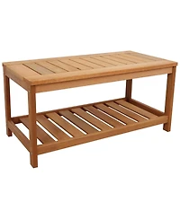 Teak Outdoor Coffee Table for Patio - Coffee Table for Outside or Patio - Rectangle - 35 Inch - Meranti Wood