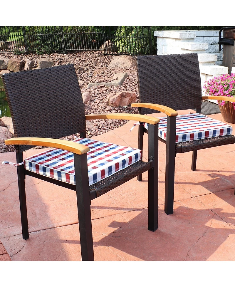 Square Indoor/Outdoor Seat Cushions with Ties - 17" Square x 2" Thick - Americano - 2-Pack