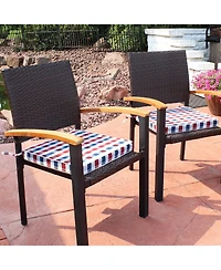 Square Indoor/Outdoor Seat Cushions with Ties - 17" Square x 2" Thick - Americano - 2-Pack