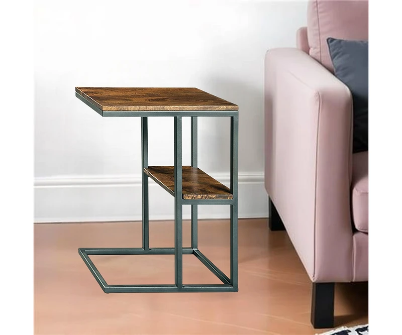 Wooden Top Accent Table for Living Room or Bedroom Decor and Storage