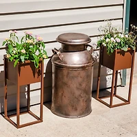 Modern Simplicity 8.25" Square Cold-Rolled Steel Outdoor Elevated Planter