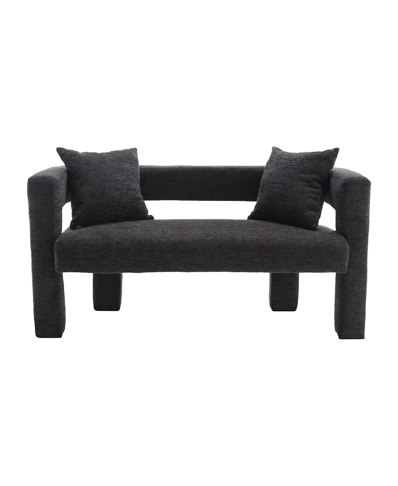 Modern Chenille Loveseat Bench, Comfy Upholstered 2-Seater Sofa for Living Room, Bedroom, & Leisure Areas-The Pop Home