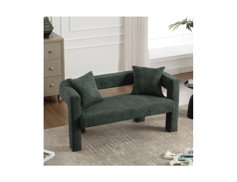 Modern Chenille Loveseat Bench, Comfy Upholstered 2-Seater Sofa for Living Room, Bedroom, & Leisure Areas-The Pop Home