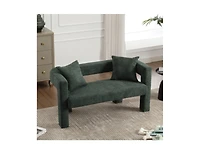 Modern Chenille Loveseat Bench, Comfy Upholstered 2-Seater Sofa for Living Room, Bedroom, & Leisure Areas-The Pop Home