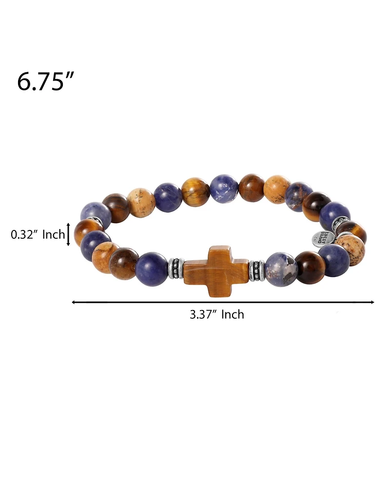 Lucky Brand Sodalite Bead Stretch Bracelets with Cross Accents