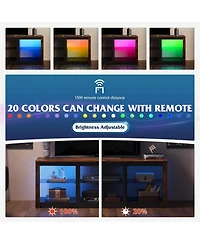 Wlive TV Stand with Led Lights for Tvs up to 65 inch Entertainment Center Glass Shelves Modern Console Living Room Media Stor