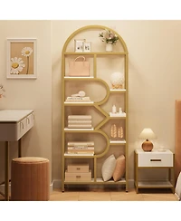 gaomon Bookshelf 6 Tier Arched Bookcase 81.7in Tall Display Racks Geometric Open Storage Shelf