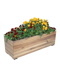 Indoor/Outdoor Rectangle Acacia Wood Planter Box with Plastic Liner - 24.25"