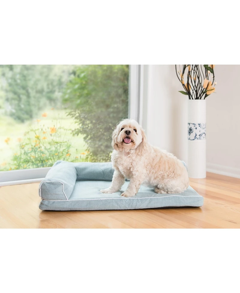 Armarkat D08A Medium Bolstered Pet Bed Cushion With Poly Fill Cushion, SoothIng Blue