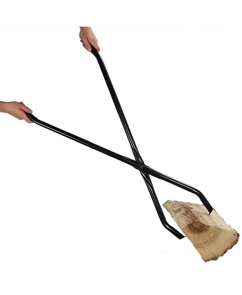 Indoor/Outdoor Fireplace or Fire Pit Heavy-Duty Metal Firewood Log Grabber Tool - 40" - Black
