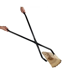 Indoor/Outdoor Fireplace or Fire Pit Heavy-Duty Metal Firewood Log Grabber Tool - 40" - Black