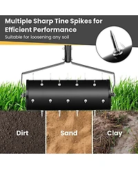 Mecale 18 Inch Manual Lawn Aerator with Detachable Handle
